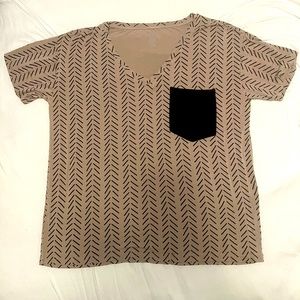 Kyte Baby Khaki herringbone women relaxed fit v-neck M Medium